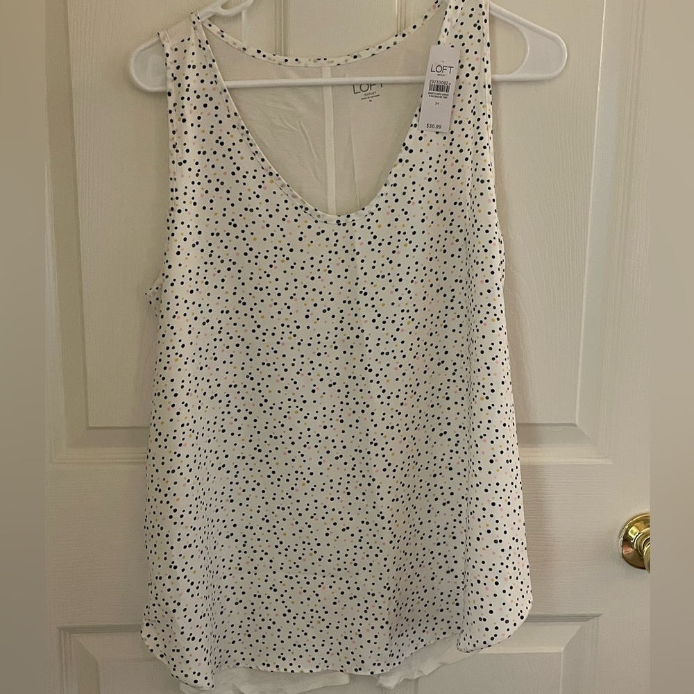 LOFT White Spotted Tank Top